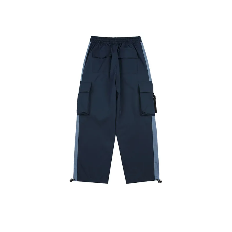 Retro Contrast Color Splice Multi Pocket Cargo Pants-3