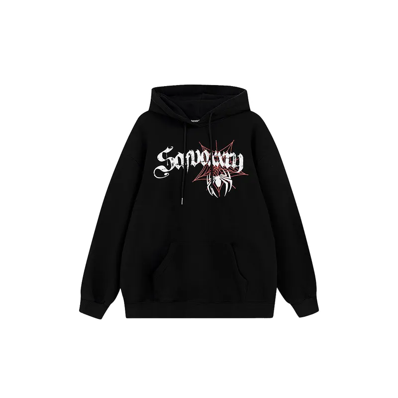 High Street Hiphop Spider Print Hooded Sweater-2