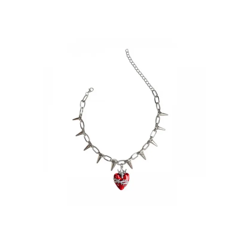 Dark Style Red Heart Necklace-0