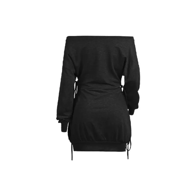 Sexy Plain Polyester Dress Women-1