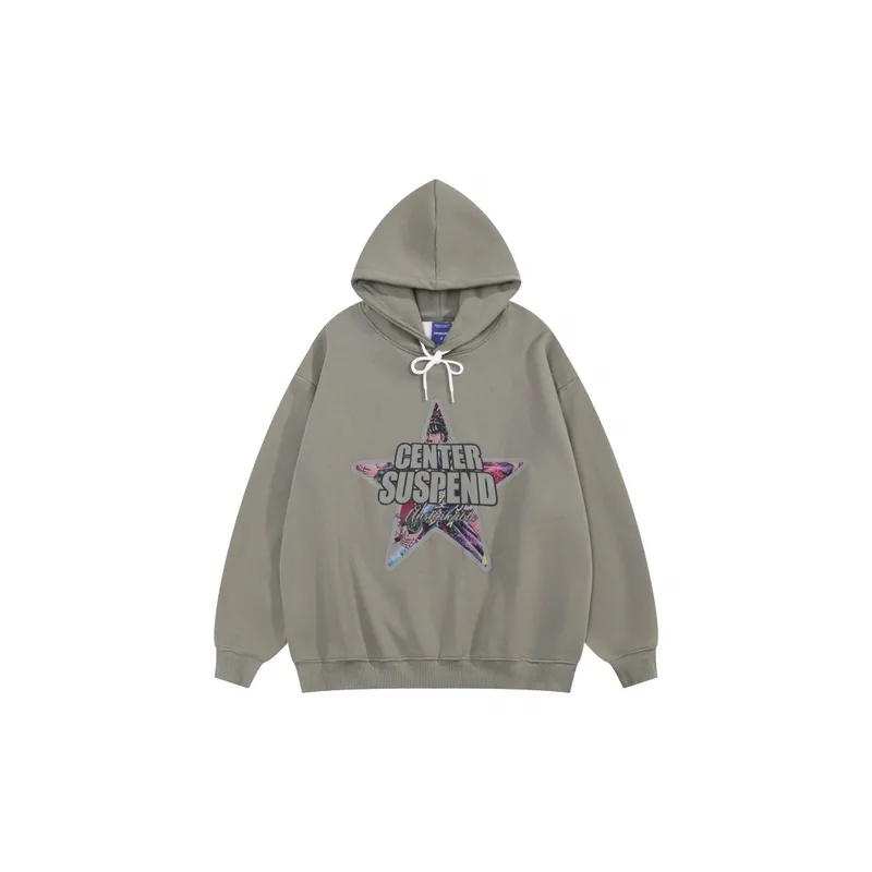 Letter Printing Fleece lined Hoodie-2