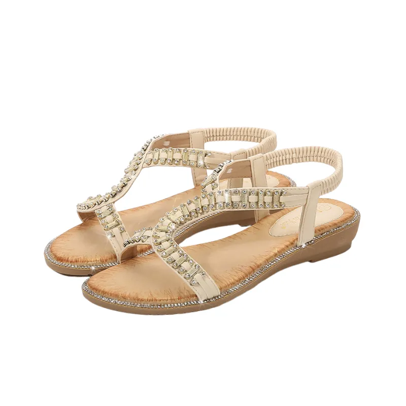 Casual Rhinestone Beach Sandals-0