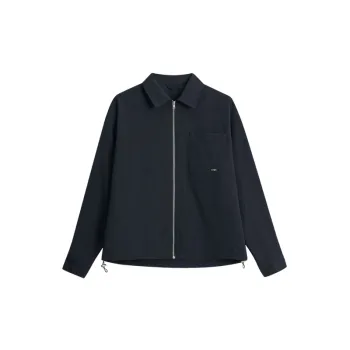Simple Plain Lamination Fabric Jacket