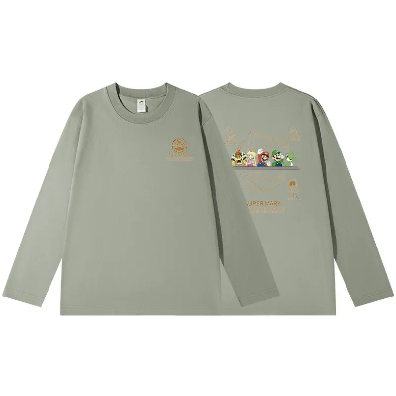 Casual Long Sleeve Combed Cotton T Shirt-0