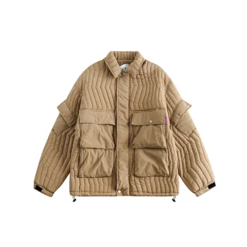 3D Multi pocket Lapel Cotton Coat