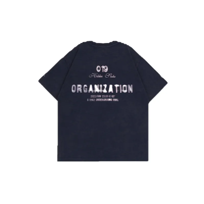Washed Dark Skeleton Print T Shirt-1