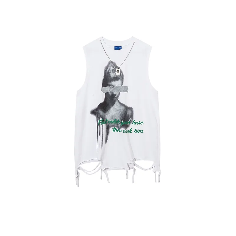 Loose Abstract Printing Vest-3