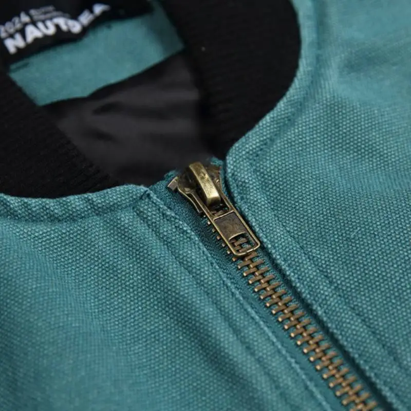Simple Zipper Cotton Vest-4