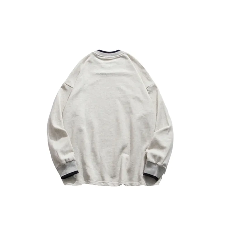 Embroidered Letters Oversize Long Sleeve Sweatshirt-1