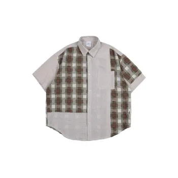 Contrast Plaid Striped Shirt