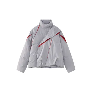 Loose Pleated Color Matching Design Cotton padded Jacket