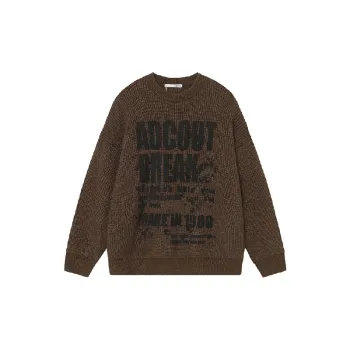 Retro Graphic Cotton Blended Fabric Sweater