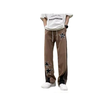 Retro Star Embroidered Straight Casual Pants