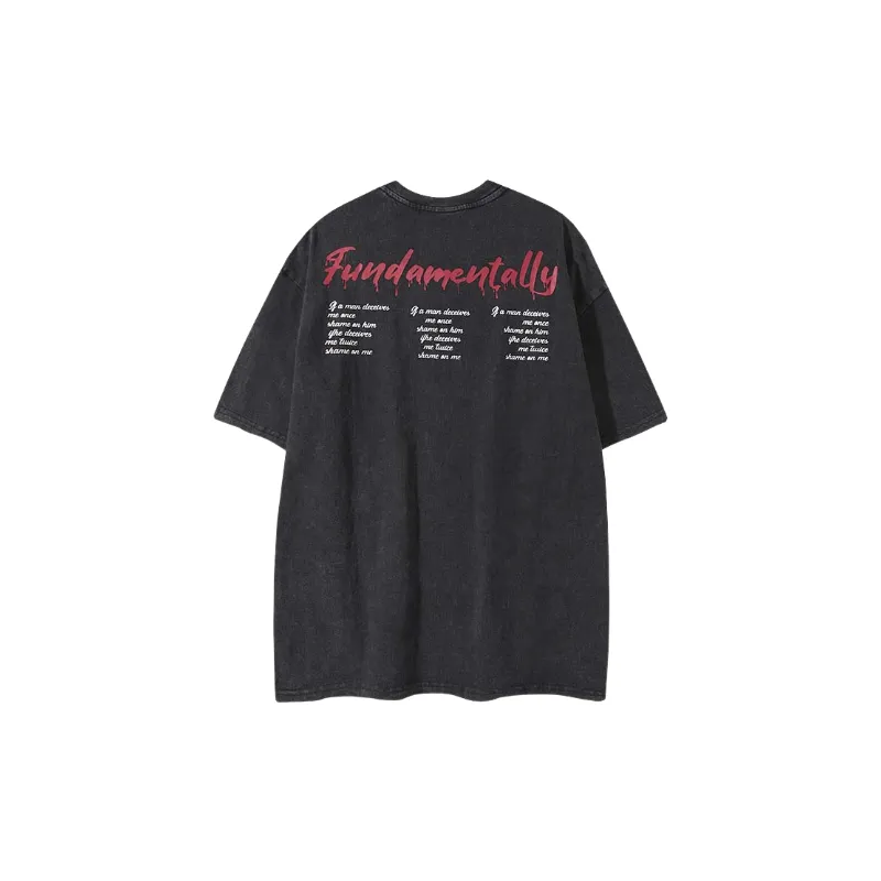 Retro Washed Cotton Blended Fabric T Shirt-5
