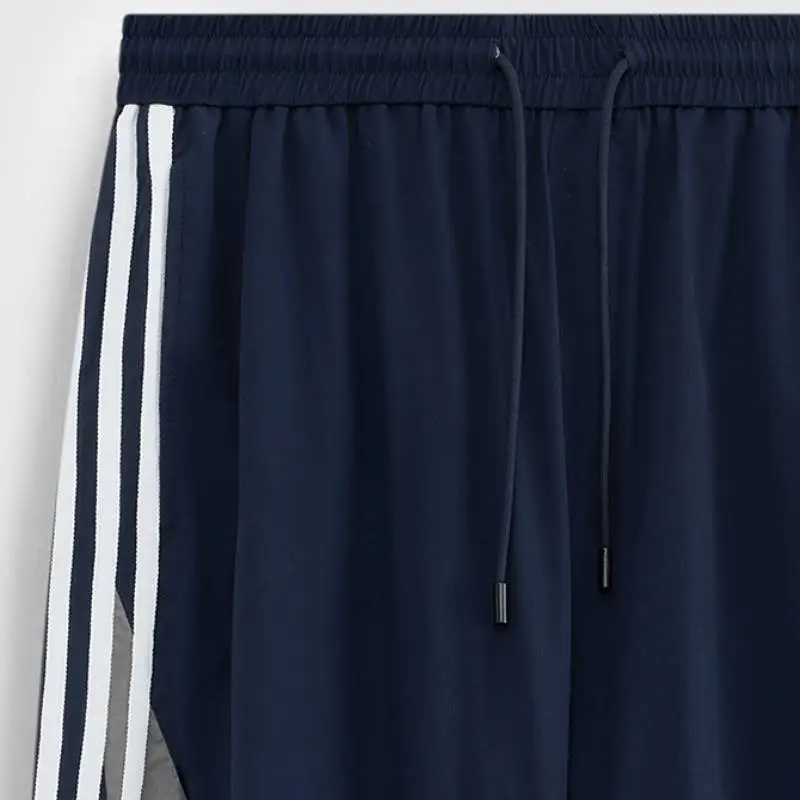 Sporty Striped Polyester Casual Pants-4