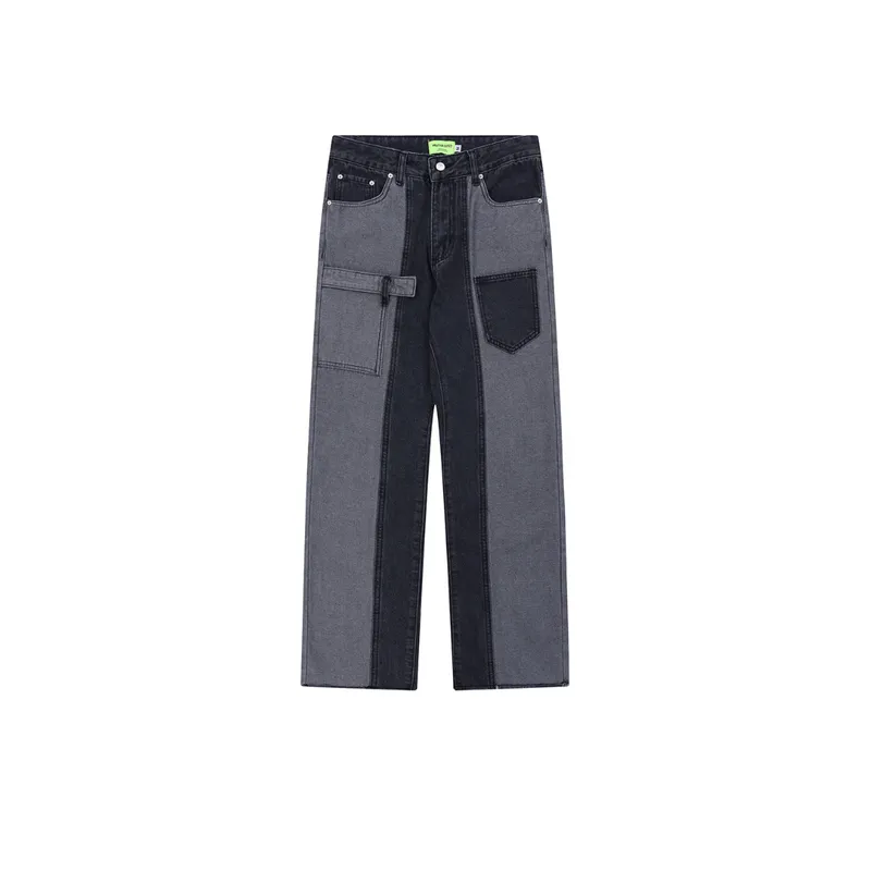 Trendy Straight Punk Patchwork Jeans-0