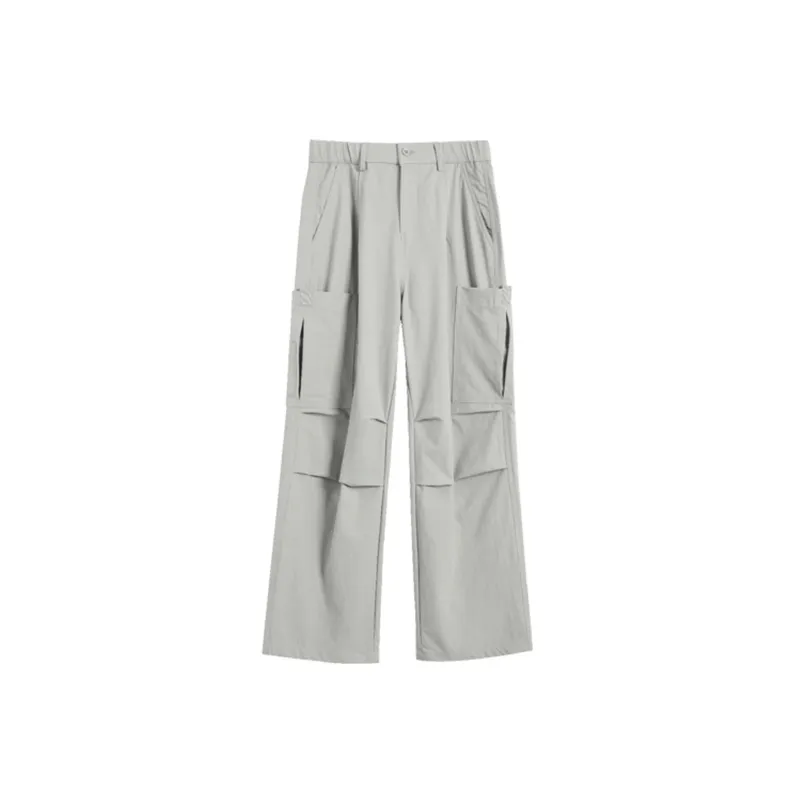 Loose Straight Leg Blended Synthetic Fabrics Cargo Pants-4
