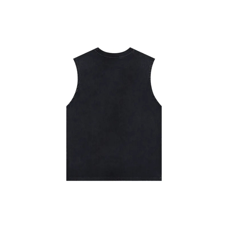 Dark Washed Character Print Vest-1