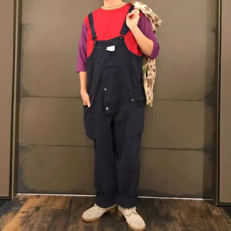 Retro Loose Blended Synthetic Fabrics Overall-9