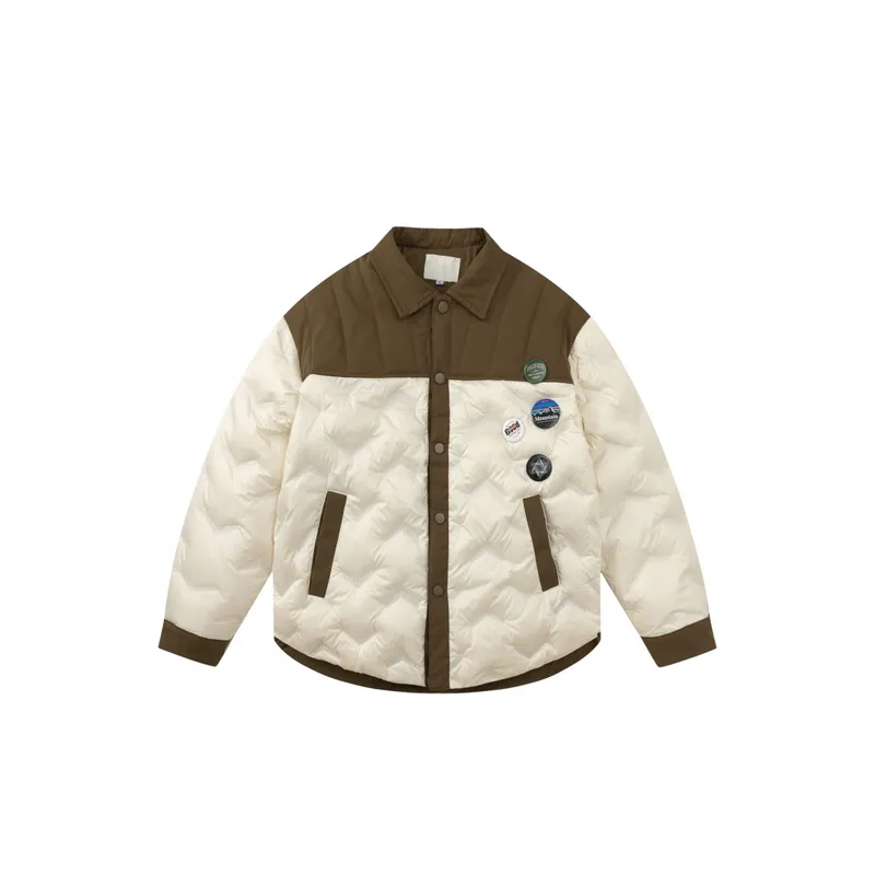 Solid Color Single breasted Lapel Down Jacket-0
