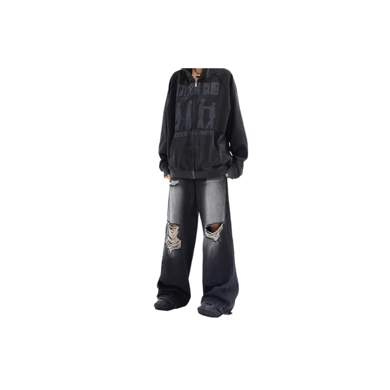Hiphop High Street Trendy Brand Loose Straight Trousers-2