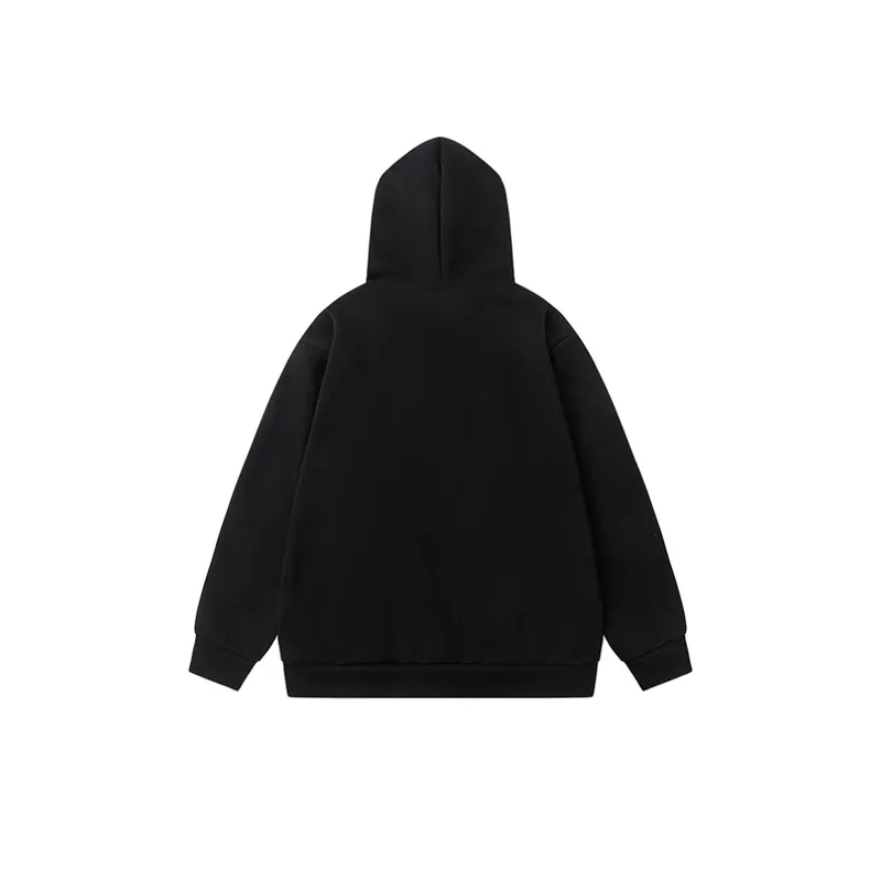 Chest Patch Decorative Solid Color Hooded Sweater-1