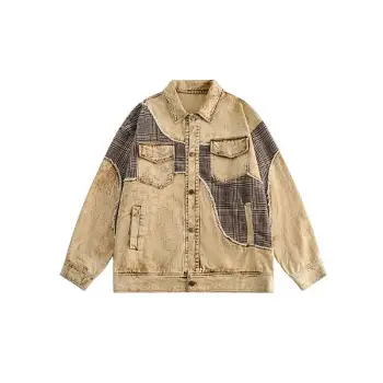 Retro Trendy Plaid Denim Jacket