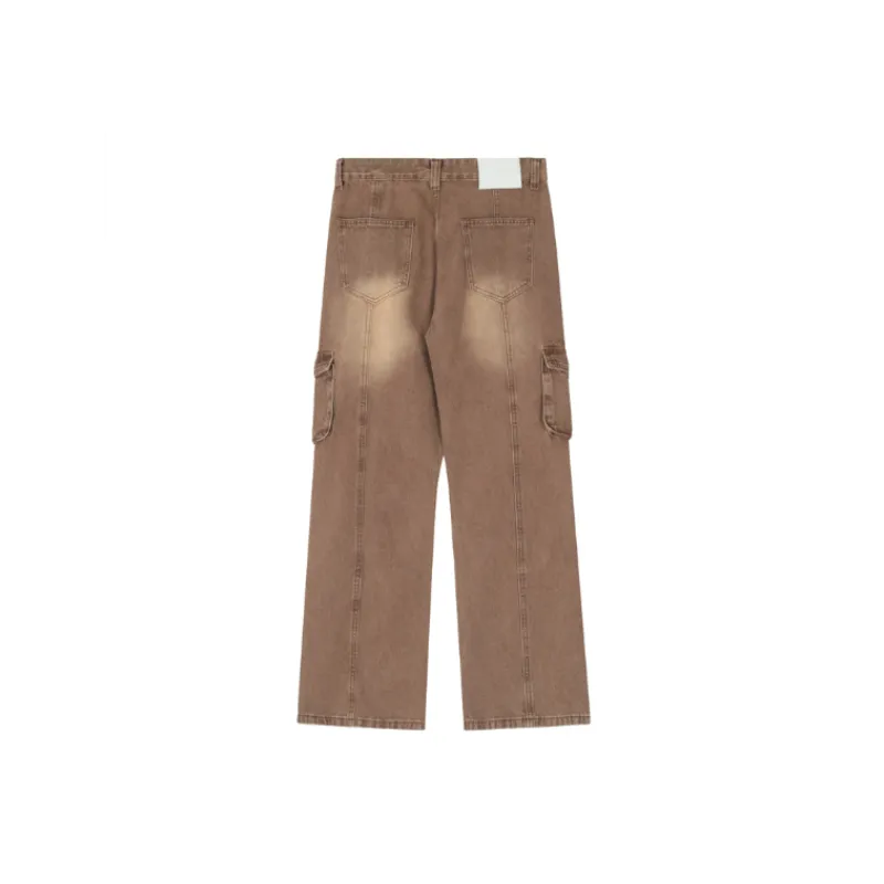 Retro High Street Simple Loose Straight Casual Jeans-1