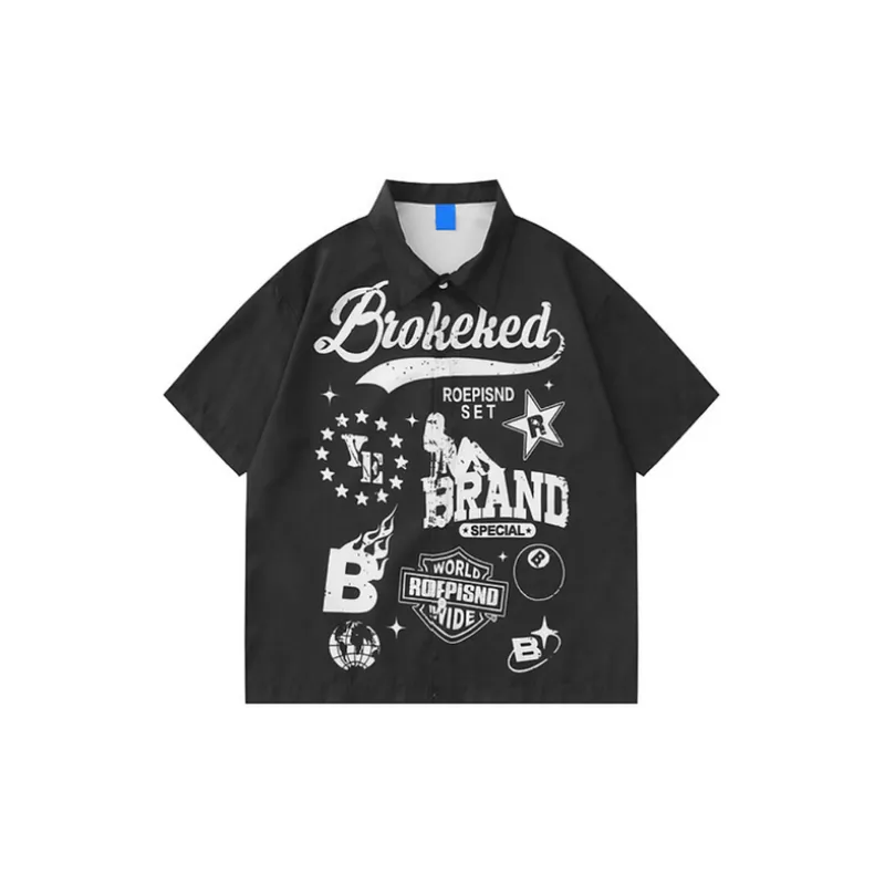 Retro Letter Print Shirt