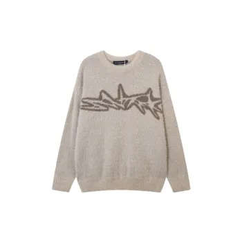 High Street Hip Hop Alphabet Jacquard Oversize Loose Lazy Style Retro Knitted Sweater