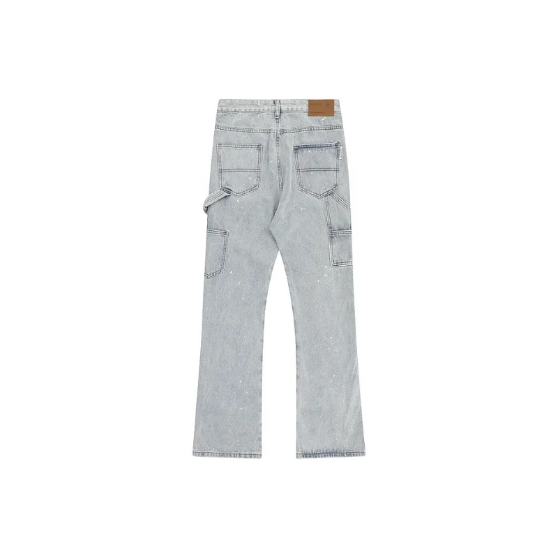 High Street Vibe Burr Stitching Patch Destruction Logging Pants-1