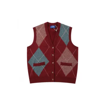 Loose Design Contrast Color Jacquard Vest