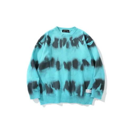 High Street Retro Distressed Tie Dye Stripe Round Neck Knitted Sweater