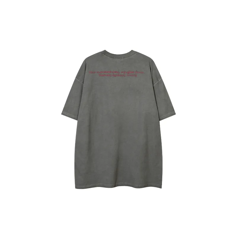 Retro Distress 100% Cotton T Shirt-5
