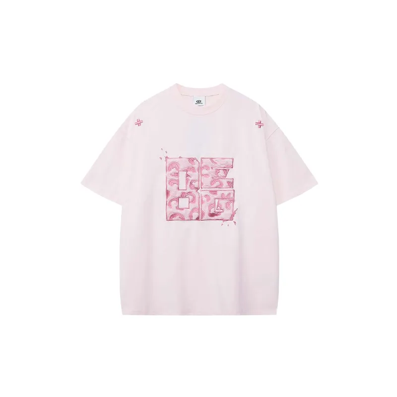 Embroidery Loose Cotton Blended Fabric T Shirt-4