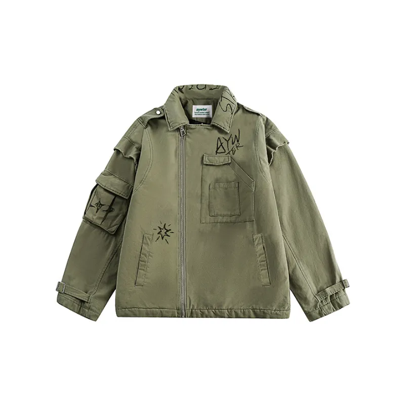 Retro Washed Short Workwear Cotton Coat-0