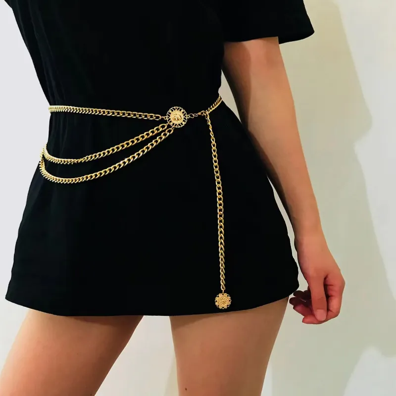 Retro Plain Waist Chain Women-5