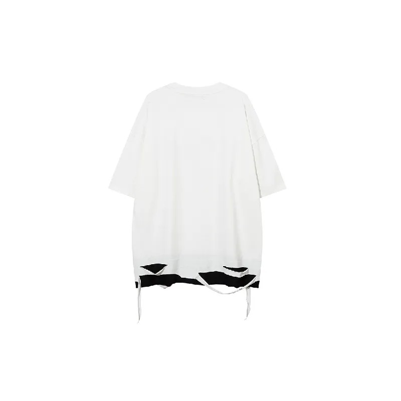 Fashionable Ripped Cotton Blended Fabric T Shirt-5