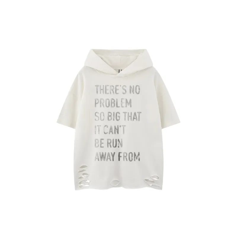 Retro Letter Cotton Blended Fabric T-Shirt Unisex-0