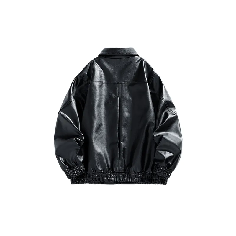 Fashionable Simple Leather Jacket-5