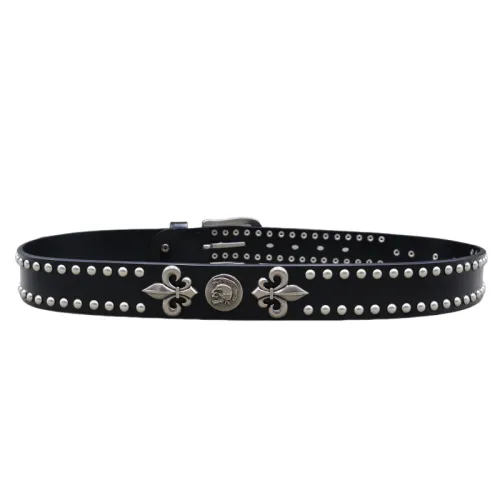 HERMES Leather Belts Mens Black/Gold Width 3.8cm