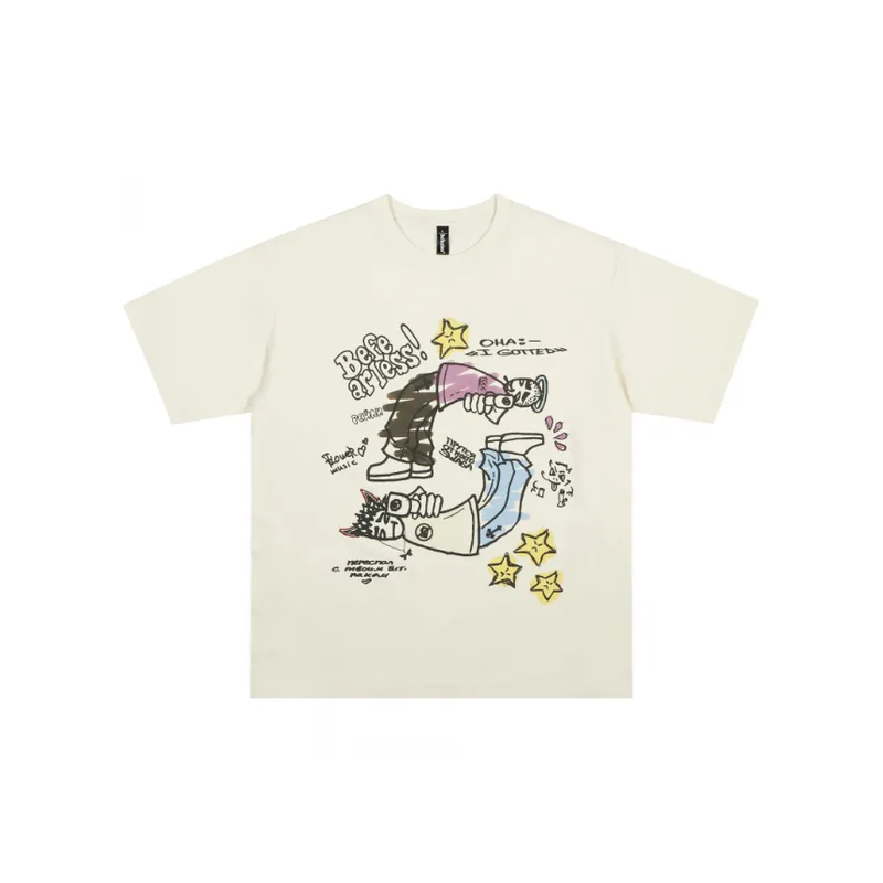 Loose Versatile Cartoon Print T Shirt-4
