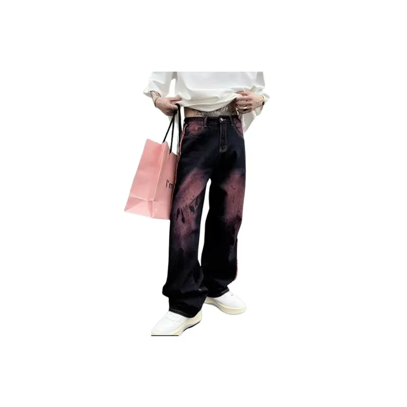Washed Loose Straight Trendy Brand Straight Pants-1