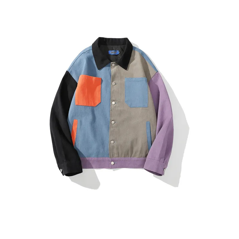 Trendy Colorblock Baseball Jacket-0