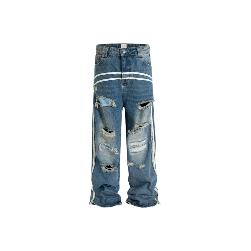 Jeans corti invecchiati lavaggio blu scuro con decorazioni