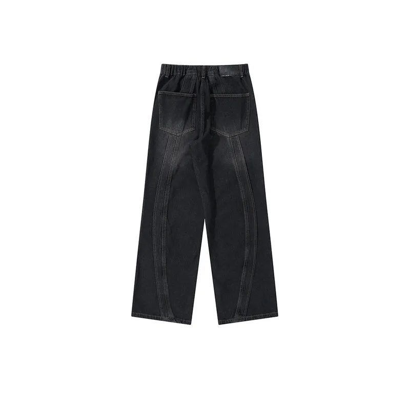 Vintage Loose Straight Stitching Jeans-5