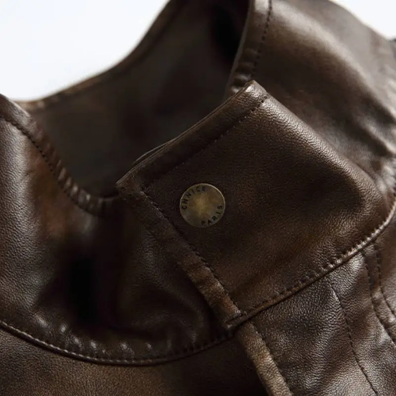 Fashionable Washed Leather Jacket-2