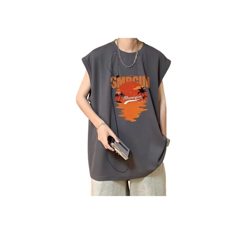 Pure Cotton Printed Trendy Loose Vest-2