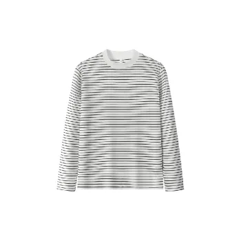 Casual Striped Cotton Blended Fabric T Shirt