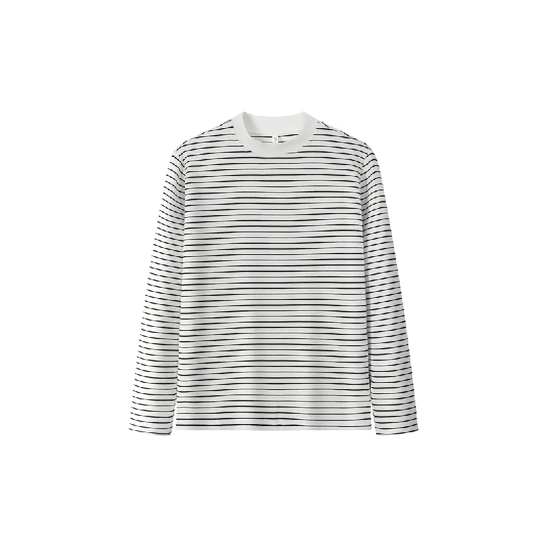 Casual Striped Cotton Blended Fabric T Shirt-2